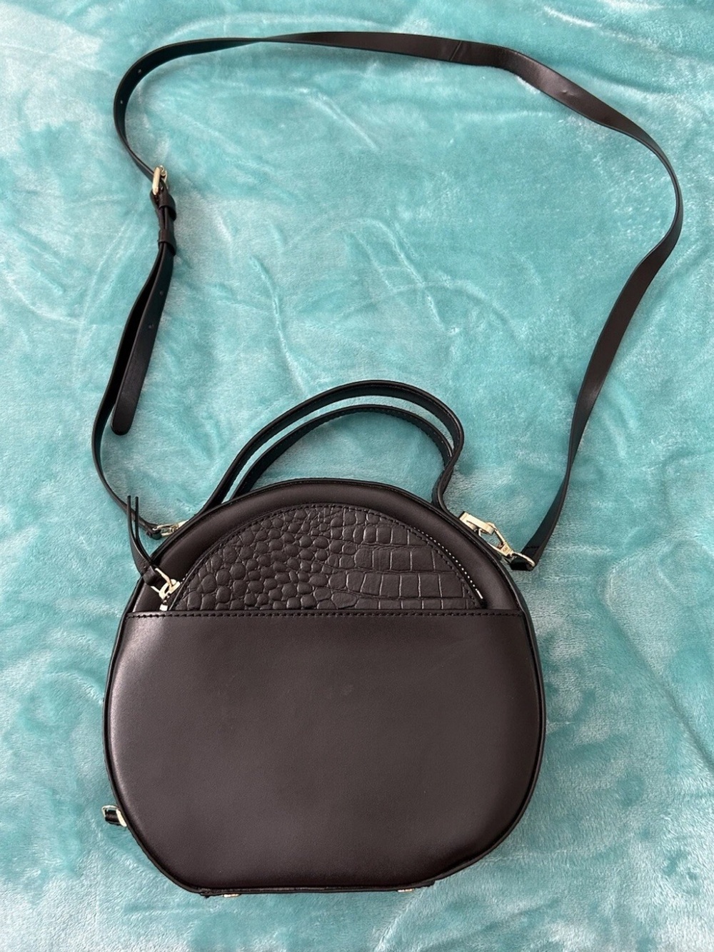 RACHEL Rachel Roy Black Leather Crossbody Purse w/ Removable Wristlet